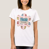 カラフルな先生 学校のクレヨンパターン Tシャツ (正面)