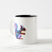 カラフルな光るリスアート ツートーンマグカップ (正面左)