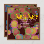 カラフルな円のディスコライトダンスのパーティの招待状 招待状 (正面/裏面)