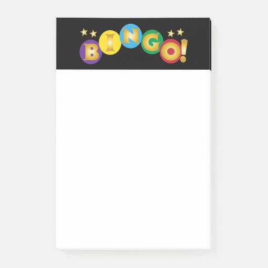 カラフルな円上のBingoゴールドレター ポストイット (正面)