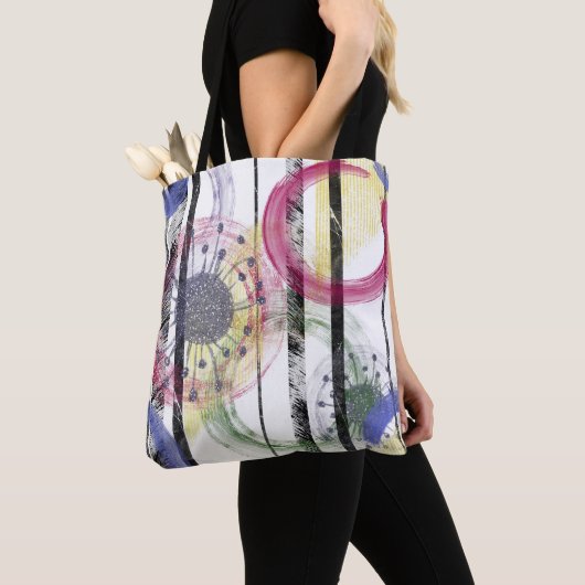 カラフルな円 トートバッグ (クローズアップ)
