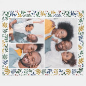 カラフルな冬の植物の3枚の写真の組み合わせ フリースブランケット (正面(横))