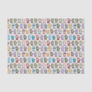 カラフルな冬の毛織のミトンパターン 薄葉紙