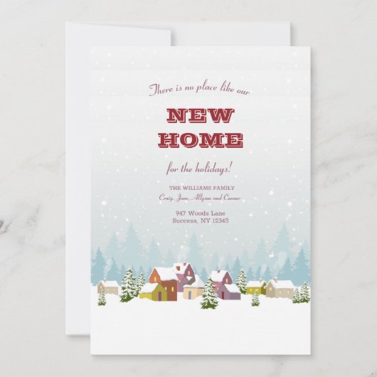 カラフルな冬の風景 転居のお知らせ 招待状 (正面)