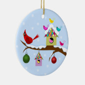 カラフルな冬の鳥の円形のオーナメント セラミックオーナメント (右)