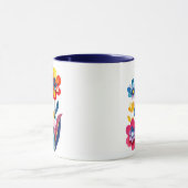 カラフルな切り絵の花の抽象画 マグカップ (中央)