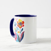 カラフルな切り絵の花の抽象画 マグカップ (正面左)