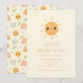 カラフルな初めての太陽の周りを旅 1歳 招待状 (正面/裏面)