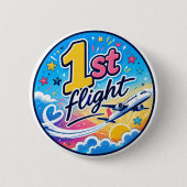 カラフルな初フライト飛行機のお土産 缶バッジ (正面)