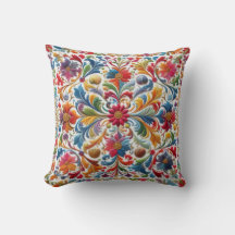 カラフルな刺繍のようなフラワーデザイン