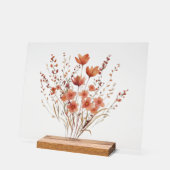 カラフルな刺繍の野生の花束 アクリルサイン (傾斜)