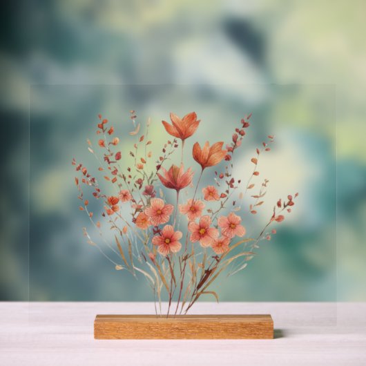 カラフルな刺繍の野生の花束 アクリルサイン (ニュートラル)