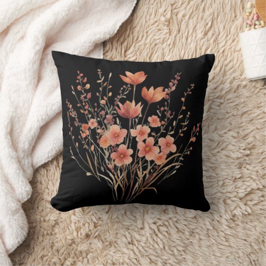 カラフルな刺繍の野生の花束 クッション (ブランケット)