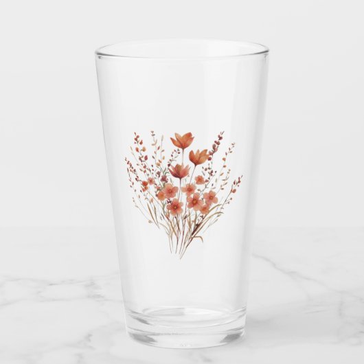カラフルな刺繍の野生の花束 タンブラーグラス (正面)