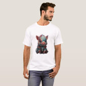 カラフルな剛毛の猪の子豚の肖像画 メンズ Tシャツ (正面フル)