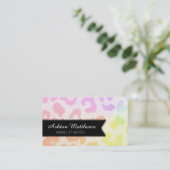 カラフルな動物のプリントの名刺-個人化して下さい 名刺 (スタンド正面)