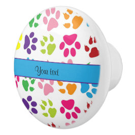 カラフルな動物の足のプリント セラミックノブ