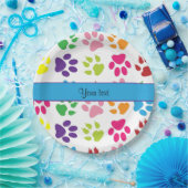 カラフルな動物の足のプリント ペーパープレート (パーティー)