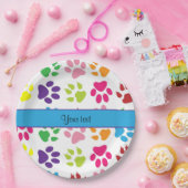 カラフルな動物の足のプリント ペーパープレート (パーティー)