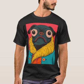 カラフルな動物ファッションアートの面白いパグの肖像画 アント Tシャツ