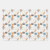 カラフルな動物病院の獣医パターン ラッピングペーパーシート (正面)