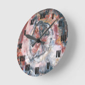 カラフルな化石木の写真 ラウンド壁時計 (傾斜)