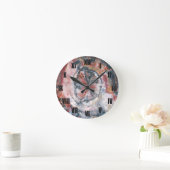 カラフルな化石木の写真 ラウンド壁時計 (ホーム)