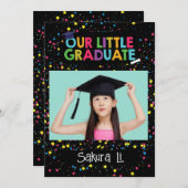 カラフルな卒園おめでとうカード 招待状 (正面/裏面)