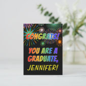 カラフルな卒業おめでとう + オーダーメイド名前 ポストカード (スタンド正面)