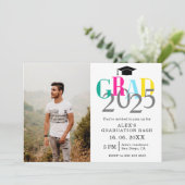 カラフルな卒業パーティー2025写真 卒業祝いの招待状 招待状 (スタンド正面)