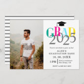 カラフルな卒業パーティー2025写真 卒業祝いの招待状 招待状 (正面/裏面)