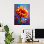 カラフルな印象派のひまわりの花の絵 ポスター (ホームオフィス)