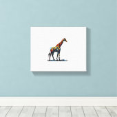 カラフルな印象派スタイルの動物愛好家 キリン キャンバスプリント (インサイチュ (ウッドフロア))