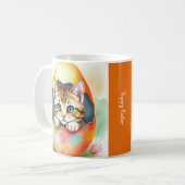カラフルな卵の中の愛らしいイースター子猫 コーヒーマグカップ (正面左)