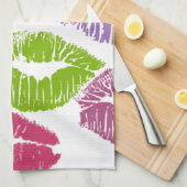 カラフルな口紅は唇色に接吻します キッチンタオル (四つ折り)