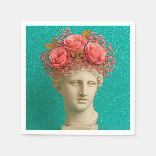 カラフルな古代ギリシャのハンカチ スタンダードカクテルナプキン (正面)