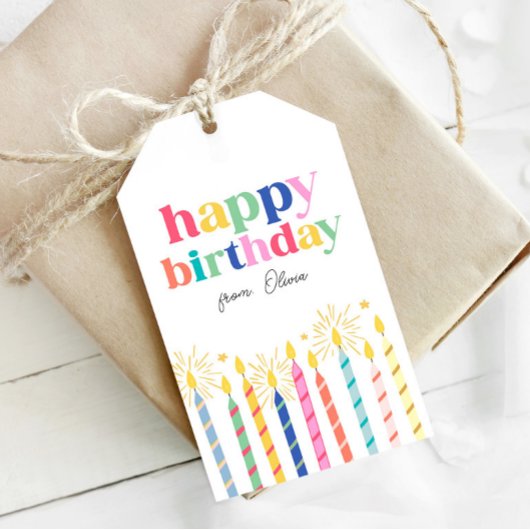 カラフルな名入れの誕生日ギフトタグ ギフトタグ