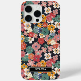 カラフルな和風花柄モノグラム iPhone 15 PRO MAXケース