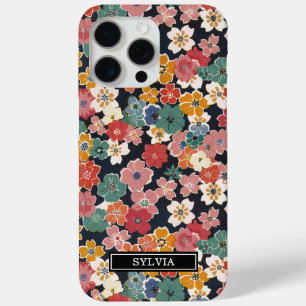 カラフルな和風花柄モノグラム iPhone 15 PRO MAXケース