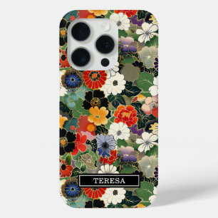 カラフルな和風花柄モノグラム iPhone 15 PROケース