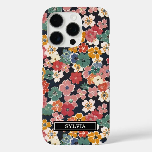 カラフルな和風花柄モノグラム Case-Mate iPhoneケース (裏面)