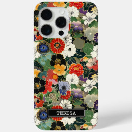 カラフルな和風花柄モノグラム iPhone 15 PRO MAXケース