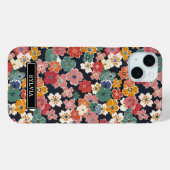 カラフルな和風花柄モノグラム Case-Mate iPhoneケース (裏面 (横))