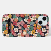 カラフルな和風花柄モノグラム Case-Mate iPhoneケース (裏面 (横))