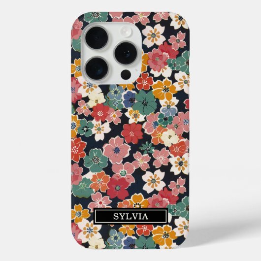 カラフルな和風花柄モノグラム Case-Mate iPhoneケース (裏面)