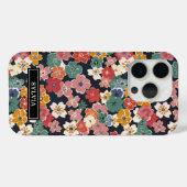カラフルな和風花柄モノグラム Case-Mate iPhoneケース (裏面 (横))
