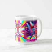 カラフルな喜びと自由のポスター コーヒーマグカップ (正面右)