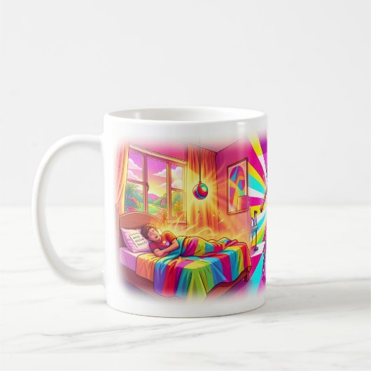 カラフルな喜びと自由のポスター コーヒーマグカップ (左)