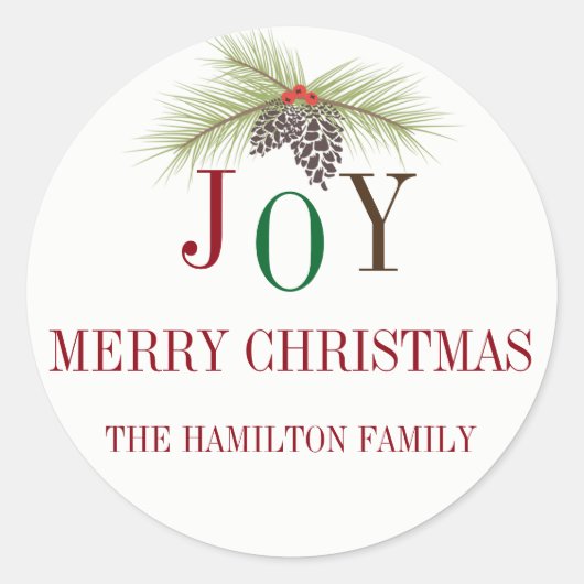 カラフルな喜びのパーソナライズなステッカー ラウンドシール (正面)