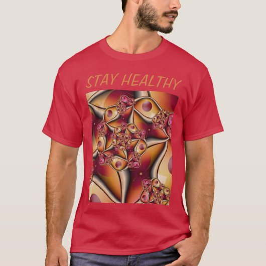 カラフルな喜びの抽象的な赤オレンジの幻想的分岐図形 Tシャツ (正面)
